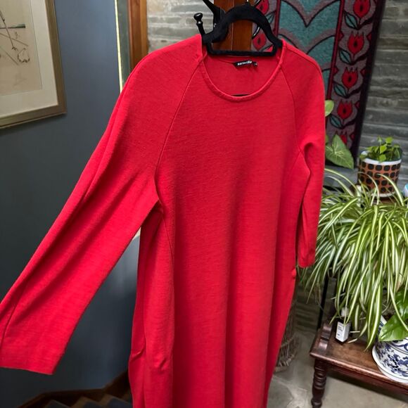 Marimekko RELLETYS Red Wool Blend 3/4 Sleeve A-Line Knee-Length Dress Size XS - Picture 4 of 12